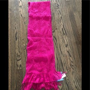 NWT- hot pink crinkly long fringed scarf